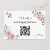 Modern Pink Roses QR-code Details Graduation Begleitkarte (Vorderseite)