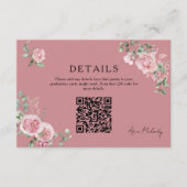 Modern Pink Roses QR-code Details Graduation Begleitkarte (Vorderseite)
