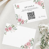 Modern Pink Roses QR-code Details Graduation Begleitkarte