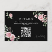 Modern Pink Roses QR-code Details Graduation Begleitkarte (Vorderseite)