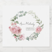 Modern Pink Roses Script Class of Graduation Bierflaschenetikett (Einzelnes Label)