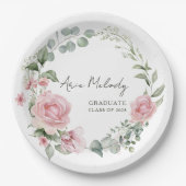 Modern Pink Roses Script Class of Graduation Pappteller (Vorderseite)
