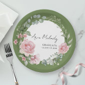 Modern Pink Roses Script Class of Graduation Pappteller