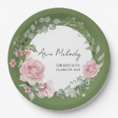 Modern Pink Roses Script Class of Graduation Pappteller (Vorderseite)