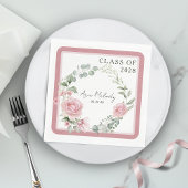 Modern Pink Roses Script Class of Graduation Serviette