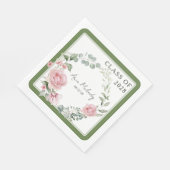 Modern Pink Roses Script Class of Graduation Serviette (Ecke)