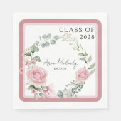 Modern Pink Roses Script Class of Graduation Serviette (Vorderseite)