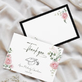 Modern Pink Roses Script Graduation Dankeskarte
