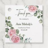 Modern Pink Roses Script Graduation Geschenkanhänger (Vorderseite)