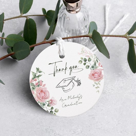 Modern Pink Roses Script Graduation Geschenkanhänger