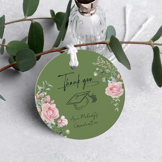 Modern Pink Roses Script Graduation Geschenkanhänger