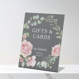 Modern Pink Roses Script Graduation Gifts & Cards Sockelschild