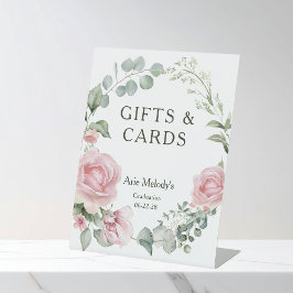 Modern Pink Roses Script Graduation Gifts & Cards Sockelschild