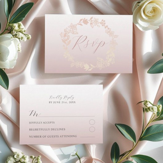 Modern Pink RSVP Calligraphy Wedding Card Karte