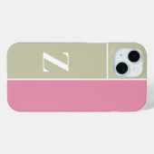 Modern Pink Sage Green Monogram Case-Mate iPhone Hülle (Rückseite (Horizontal))