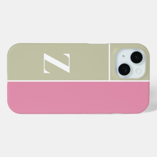 Modern Pink Sage Green Monogram Case-Mate iPhone Hülle (Rückseite (Horizontal))
