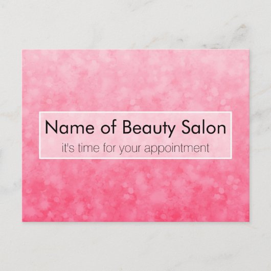 Modern Pink Salon Ernennung Soft Chic Bokeh Postkarte (Vorderseite)