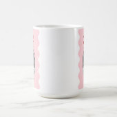 Modern Pink Scallop Red Bow Weihnachts-Foto Kaffeetasse (Mittel)