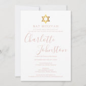 Modern Pink Script Bat Mitzvah Einladung (Vorderseite)