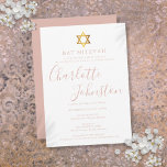 Modern Pink Script Bat Mitzvah Einladung<br><div class="desc">Mit der Rose rosa Skriptname. Personalisieren Sie mit Ihren speziellen Bat Mitzvah Informationen in schicken hübsch rosa Schriftzeichen auf diesem stilvollen Design. Entwickelt von Thisisnotme©</div>