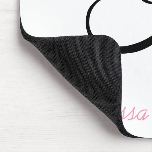 Modern Pink Script Black Initial Monogram Name Mousepad (Ecke)