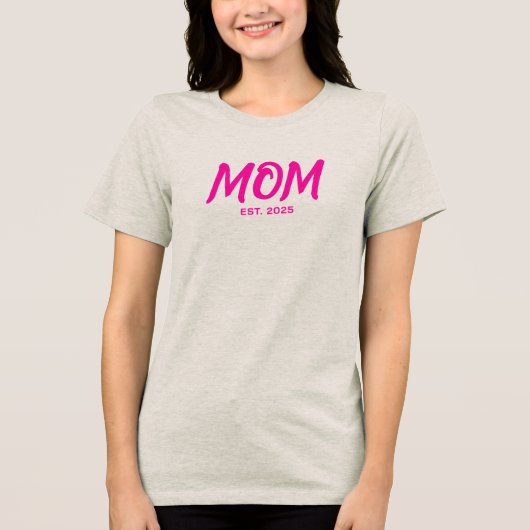 Modern Pink Script Established Mom Tri-Blend Shirt (Vorderseite)