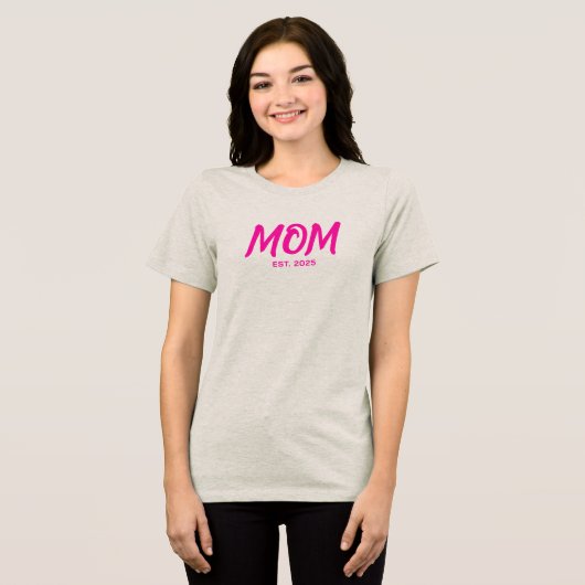 Modern Pink Script Established Mom Tri-Blend Shirt (Vorderseite voll)