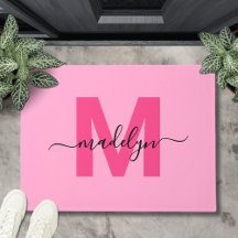 Modern Pink Script Initial Monogram Name