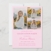 Modern Pink Script Photo Graduation Invitation Einladung (Rückseite)