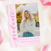 Modern Pink Script Photo Graduation Invitation Einladung
