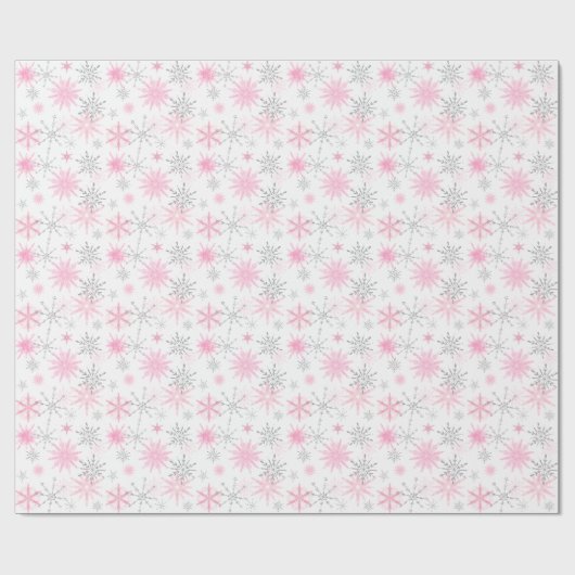Modern Pink Silver Glitzer Schneeflocken Weihnacht Geschenkpapier (Flach)