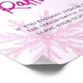 Modern Pink Snowflakes Baby Shower Diaper Raffle Poster (Ecke)
