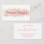 Modern Pink Strip Gold Glitzer Personal Shopper Visitenkarte (Vorne/Hinten)