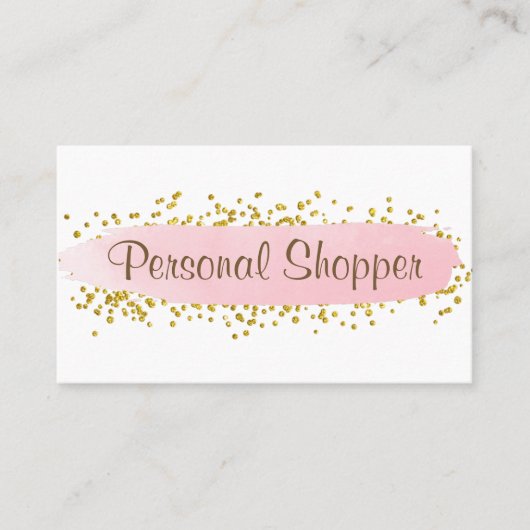 Modern Pink Strip Gold Glitzer Personal Shopper Visitenkarte (Vorderseite)