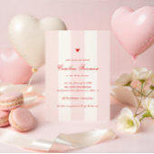 Modern Pink Stripe Heart Valentine Baby Shower Einladung