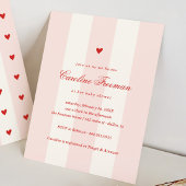 Modern Pink Stripe Heart Valentine Baby Shower Einladung