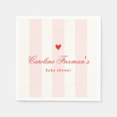 Modern Pink Stripe Heart Valentine Baby Shower Serviette (Vorderseite)