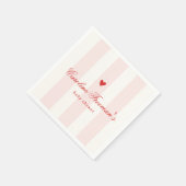 Modern Pink Stripe Heart Valentine Baby Shower Serviette (Ecke)