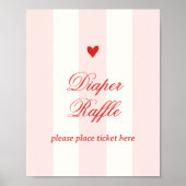 Modern Pink Stripe Heart Valentine Raffle Poster (Vorne)