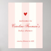 Modern Pink Stripe Heart Valentine Welcome Poster (Vorne)