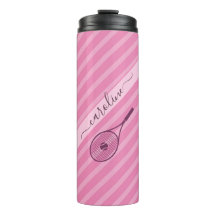 Modern Pink Striped Tennis Thema Kalligrafie Name