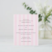 Modern Pink Stripes Elegant Budget Wedding Invite (Stehend Vorderseite)
