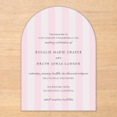 Modern Pink Stripes Elegant Wedding Acryleinladungen (Vorderseite)