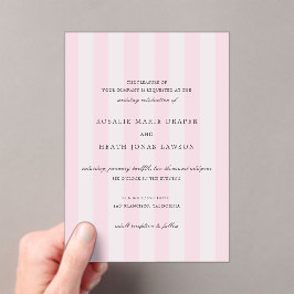 Modern Pink Stripes Elegant Wedding Acryleinladungen