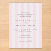 Modern Pink Stripes Elegant Wedding Acryleinladungen (Vorderseite)