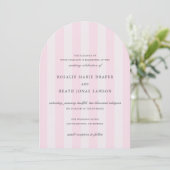 Modern Pink Stripes Elegant Wedding Einladung (Stehend Vorderseite)