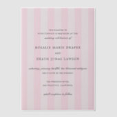 Modern Pink Stripes Elegant Wedding Pergament Einladungen (Vorderseite)