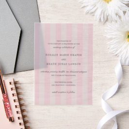 Modern Pink Stripes Elegant Wedding Pergament Einladungen