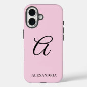 Modern Pink Stylish Personalized Name Initial Case-Mate iPhone Hülle (Rückseite)