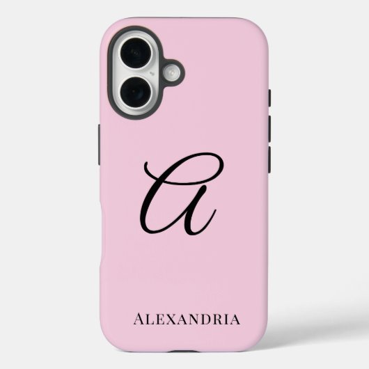 Modern Pink Stylish Personalized Name Initial Case-Mate iPhone Hülle (Rückseite)
